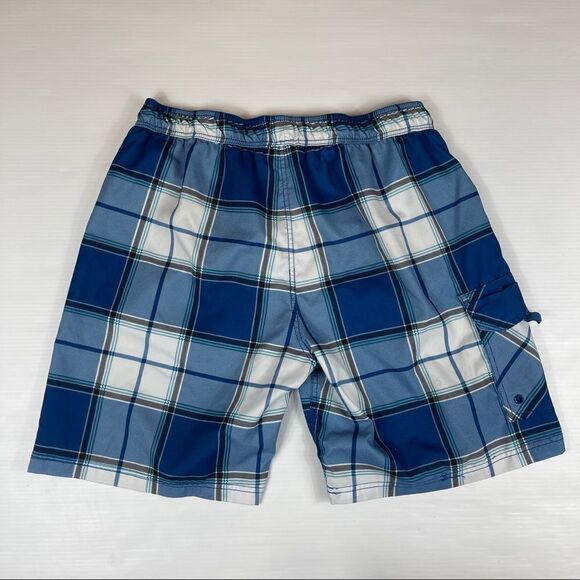 Bud Light Beer Swim Trunks Board Shorts Blue Plaid Men's Size Large - Picture 2 of 10